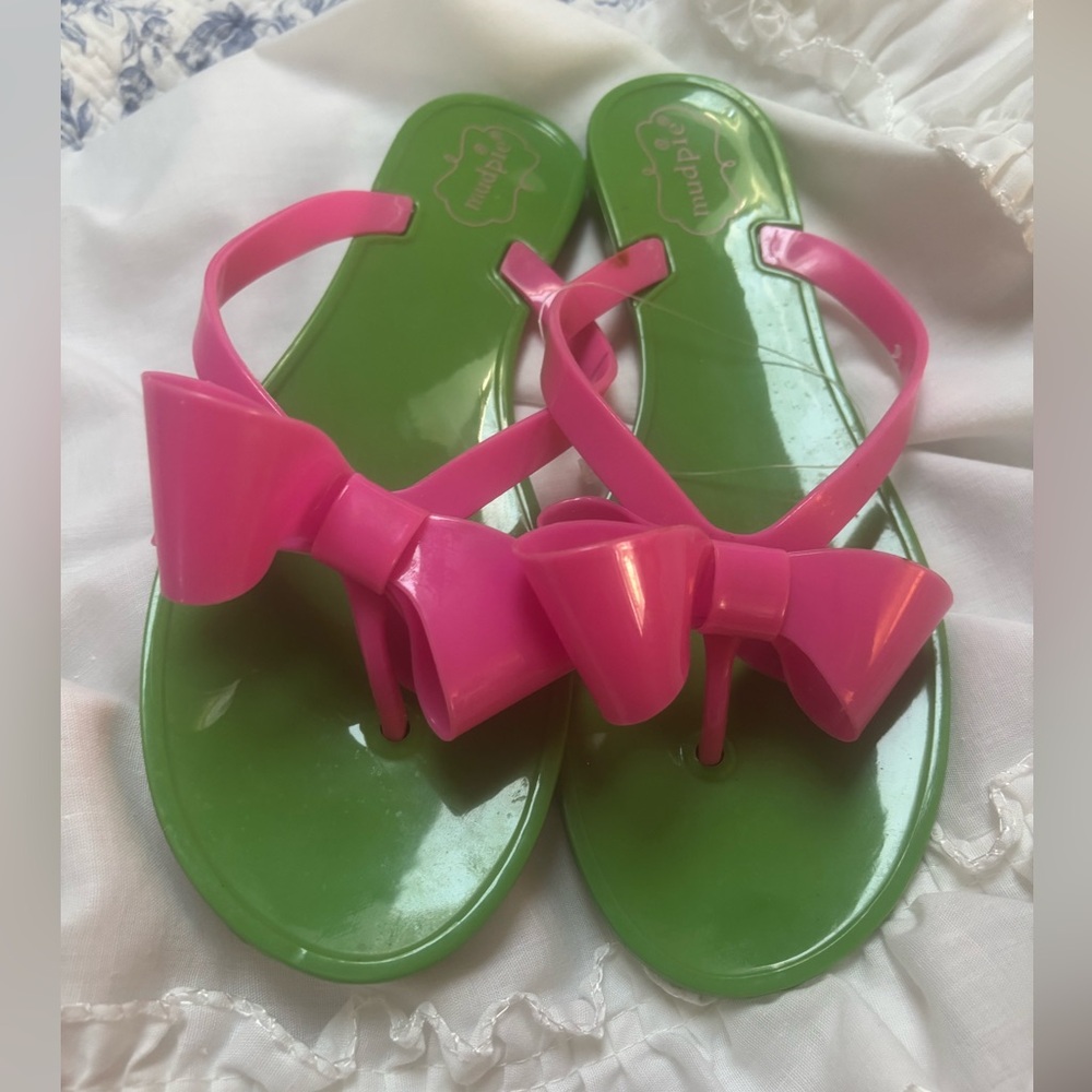Mud Pie Pink Bow Flip Flops